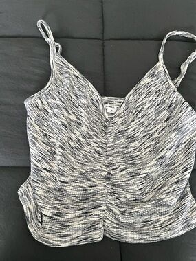 O'Neill Black & White Marled Ruched V-Neck Cami